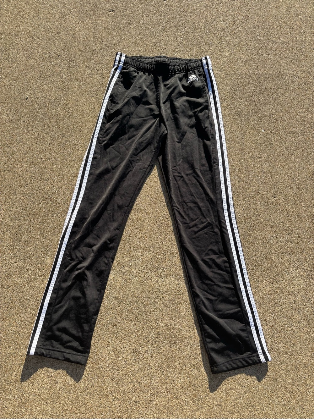 adidas women’s Black Track Pants with White Side Stripes